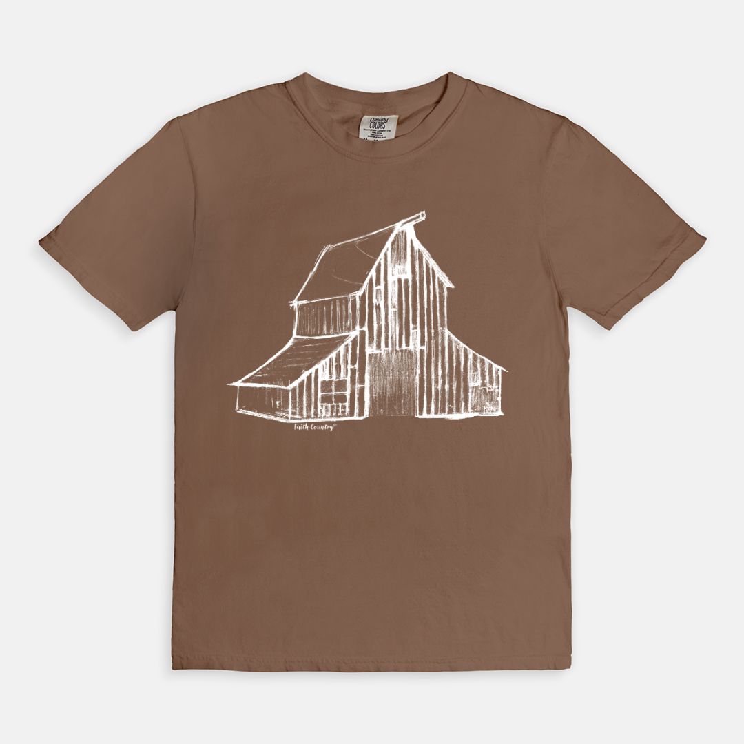 Heritage Barn White Sketch Vintage Country Comfort Colors® T-Shirt | American Heritage Collection