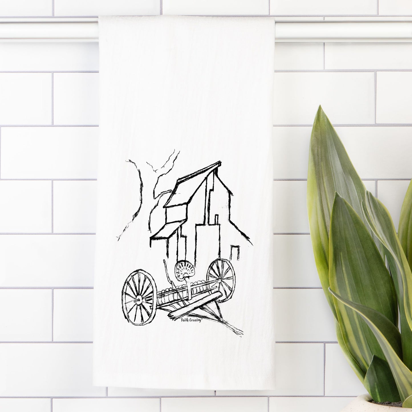 Homestead Barn Tea Towel - Farmhouse Kitchen Cotton Towel – Sketch Only