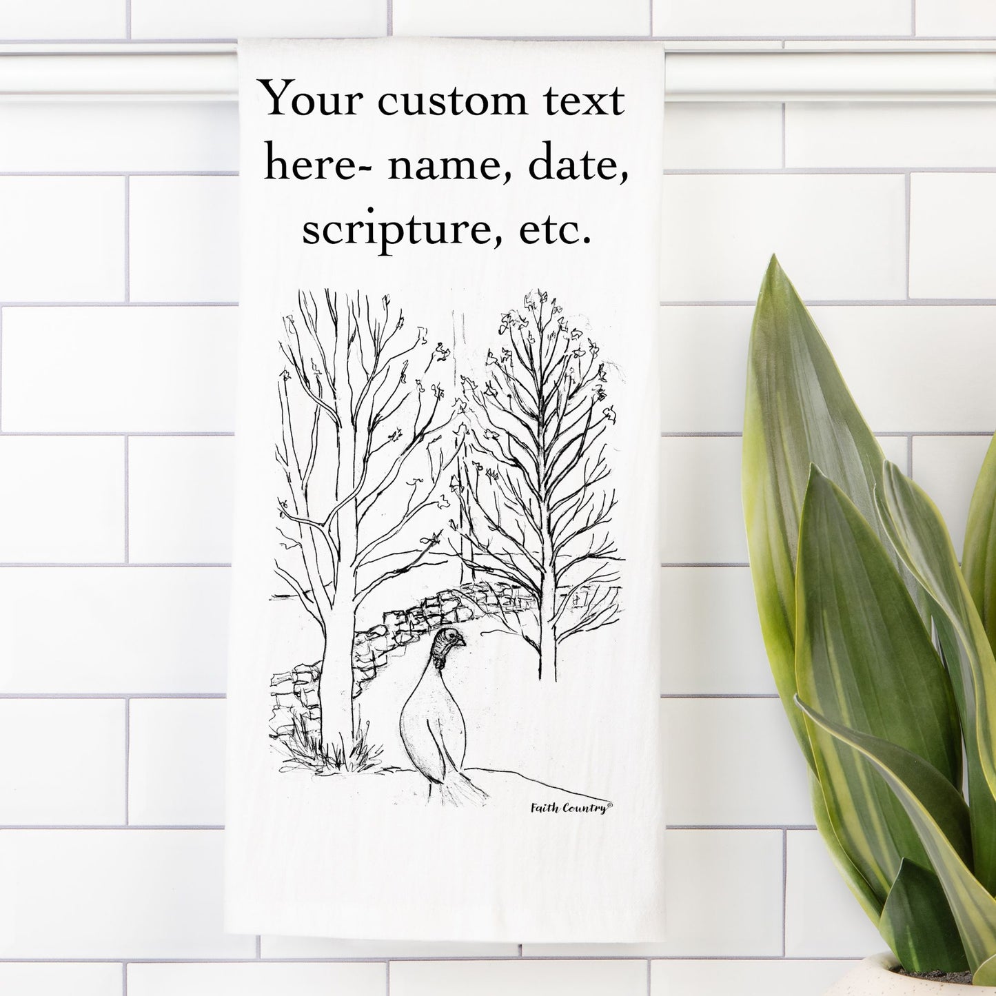 Wild Turkey Tea Towel - Personalized Farmhouse Kitchen Towel with Custom Print Text