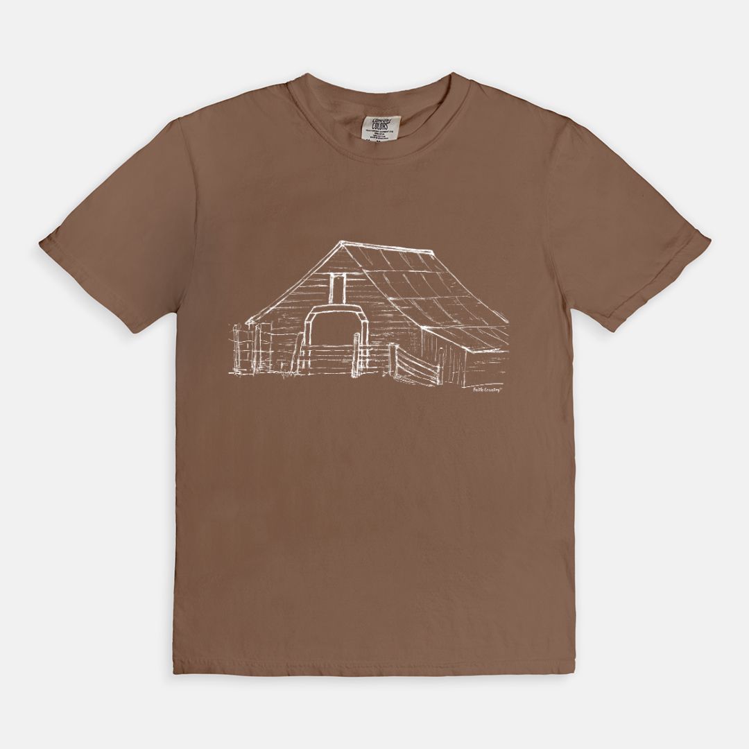 Harvest Barn White Sketch Vintage Country Comfort Colors® T-Shirt | American Heritage Collection
