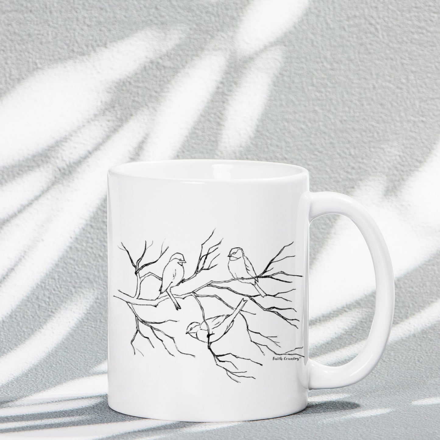 Songbird Trio Vintage Country Ceramic Mug | American Heritage Collection | Farmhouse Coffee Cup 11oz