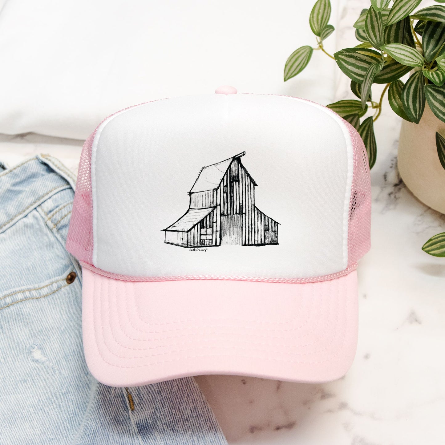 Heritage Barn Trucker Hat - American Heritage Farm Sketch Cap