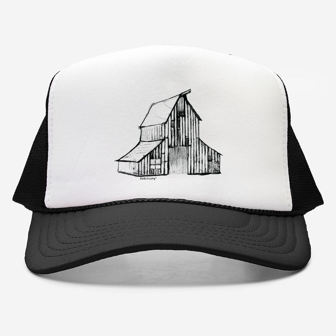 Heritage Barn Trucker Hat - American Heritage Farm Sketch Cap