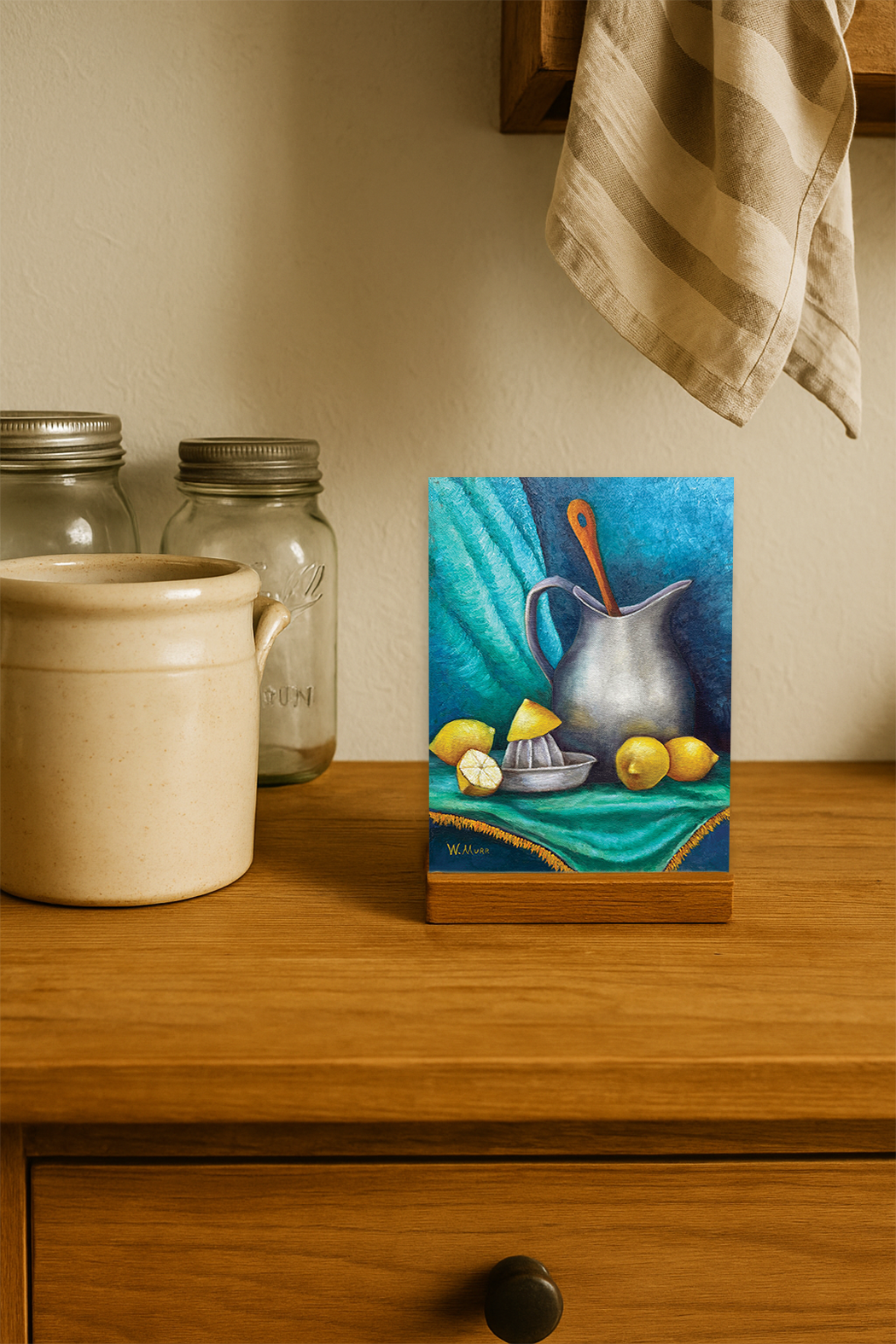 Lemonade – Rustic Pitcher & Lemons Vintage Still Life Painting Art Card