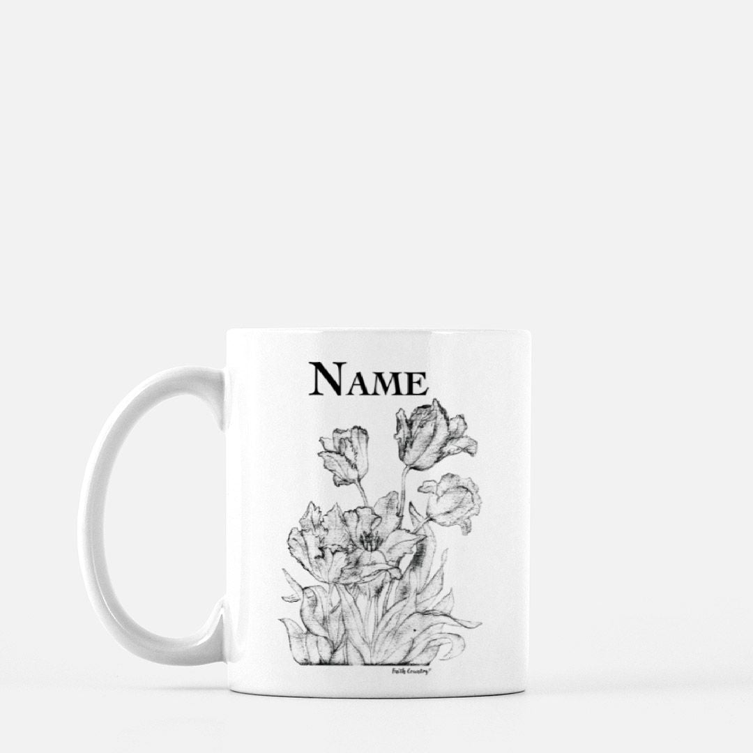 Heirloom Blooms Personalized Vintage Country Ceramic Mug | American Heritage Collection | Custom Farmhouse Coffee Cup 11oz