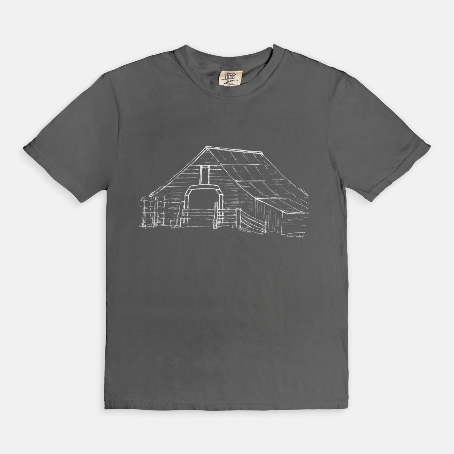 Harvest Barn White Sketch Vintage Country Comfort Colors® T-Shirt | American Heritage Collection