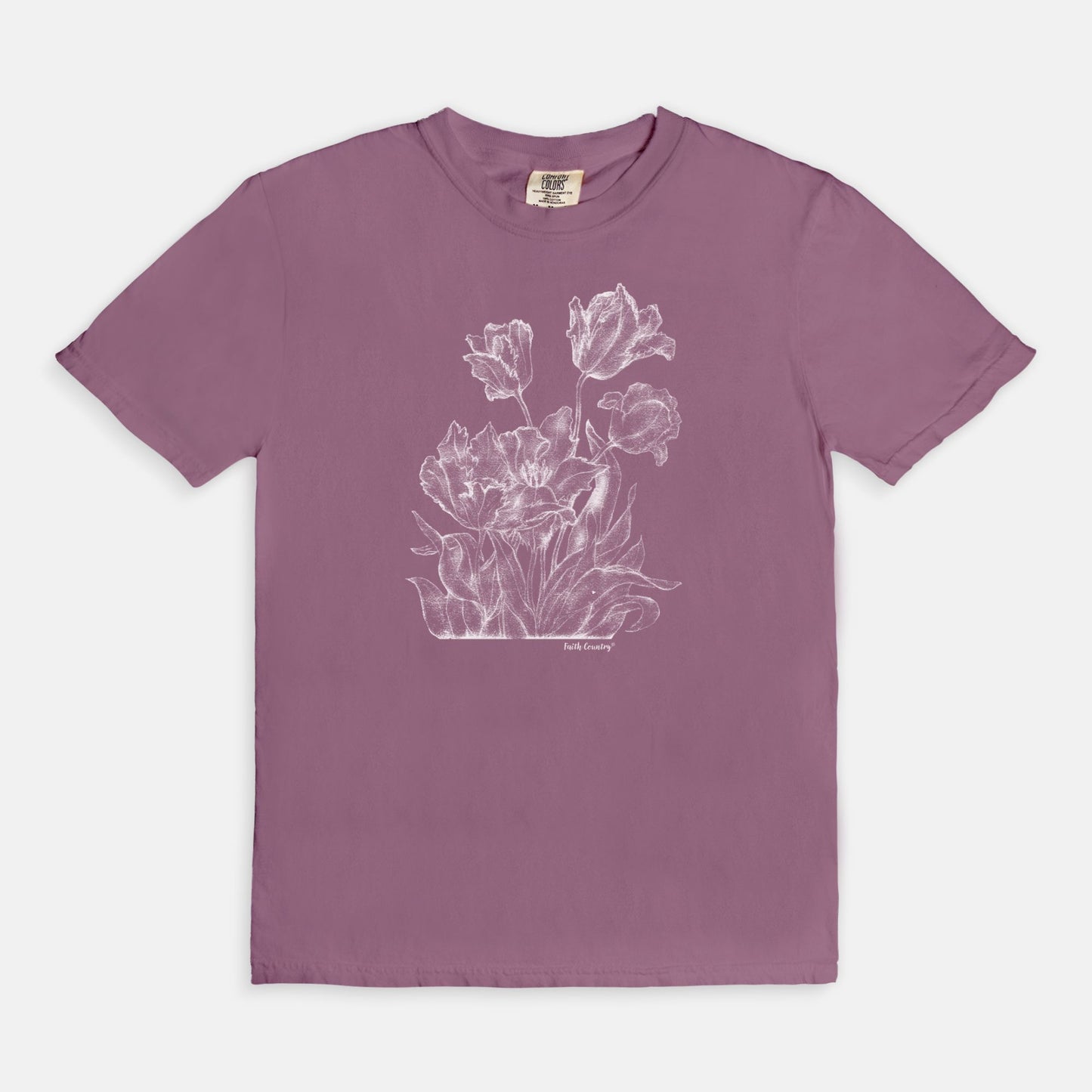 Heirloom Blooms White Sketch Vintage Country Comfort Colors® T-Shirt | American Heritage Collection