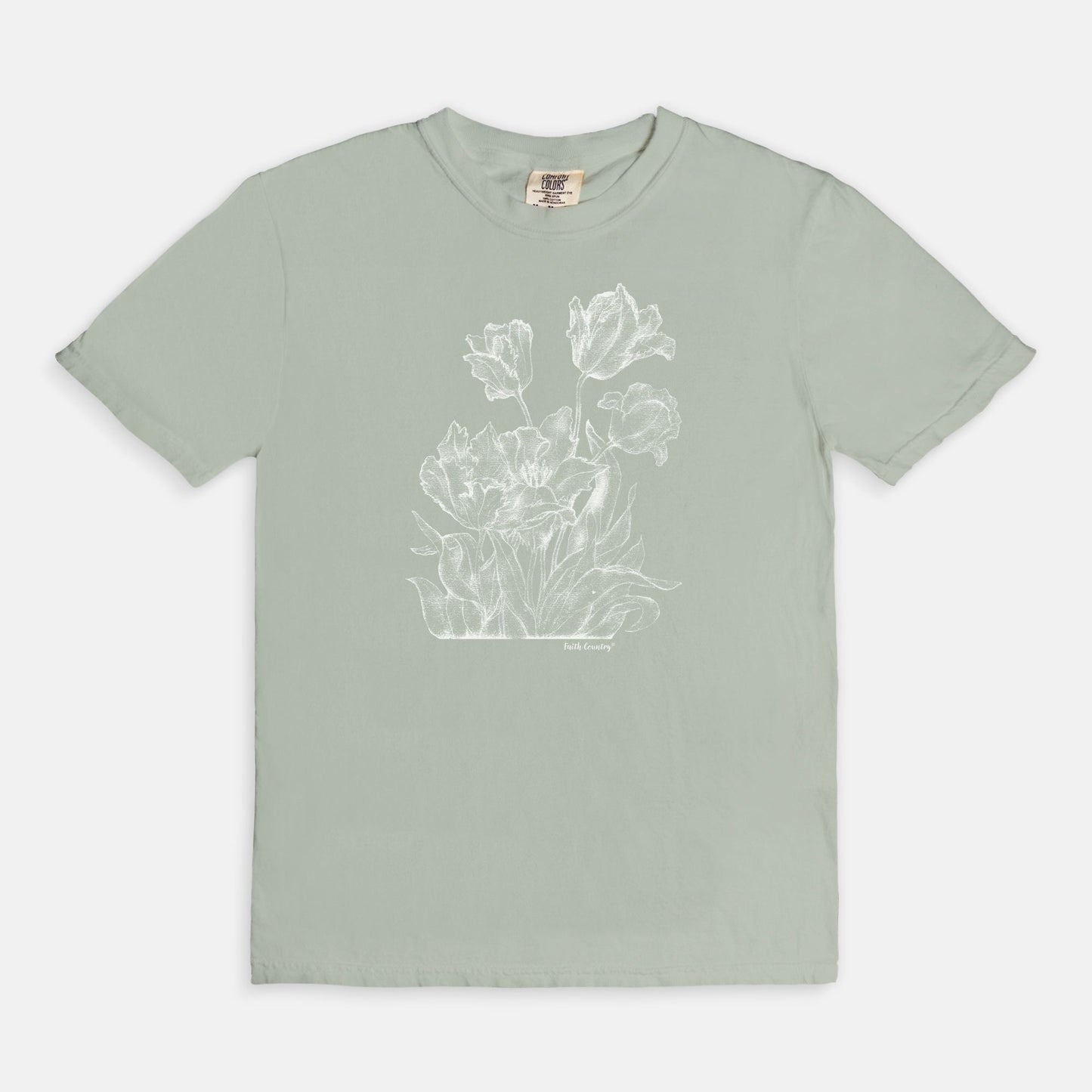 Heirloom Blooms White Sketch Vintage Country Comfort Colors® T-Shirt | American Heritage Collection
