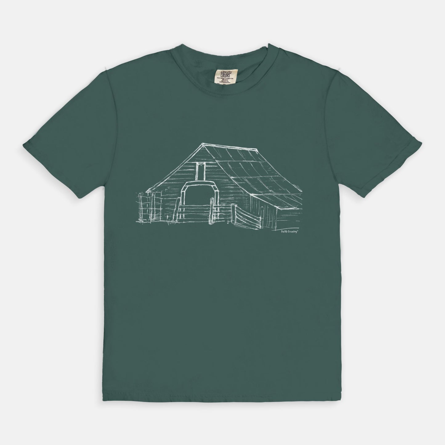Harvest Barn White Sketch Vintage Country Comfort Colors® T-Shirt | American Heritage Collection