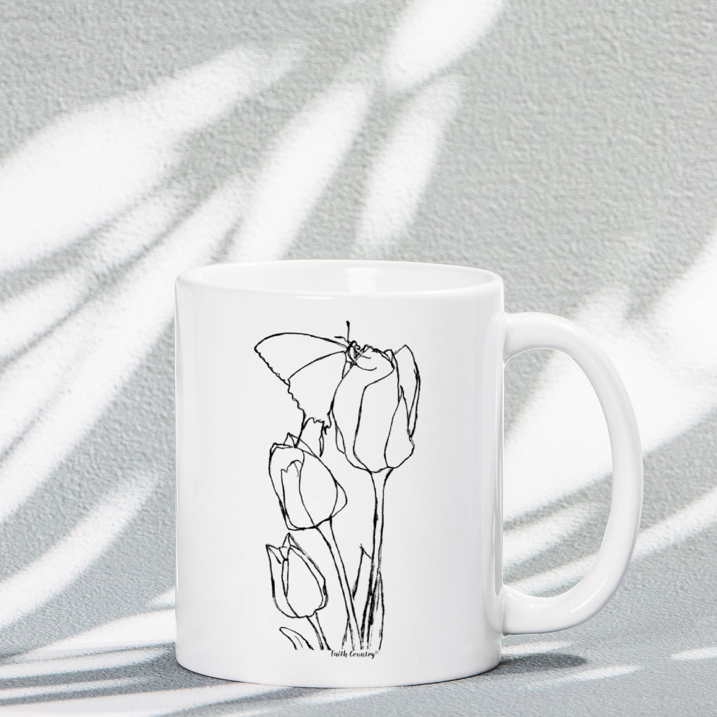 Springtime Tulips Vintage Country Ceramic Mug | American Heritage Collection | Farmhouse Coffee Cup 11oz