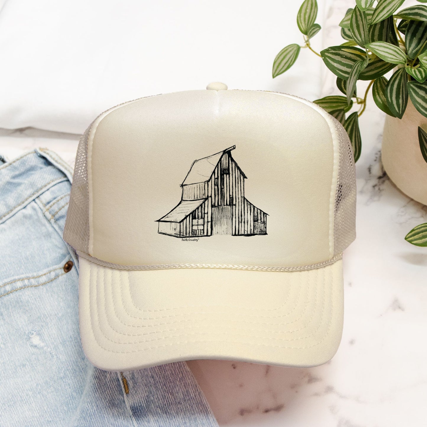 Heritage Barn Trucker Hat - American Heritage Farm Sketch Cap
