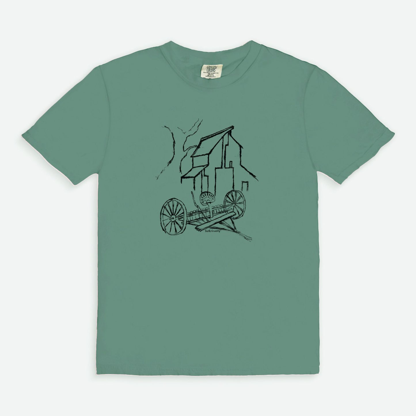 Homestead Barn Black Sketch Vintage Country Comfort Colors® T-Shirt | American Heritage Collection