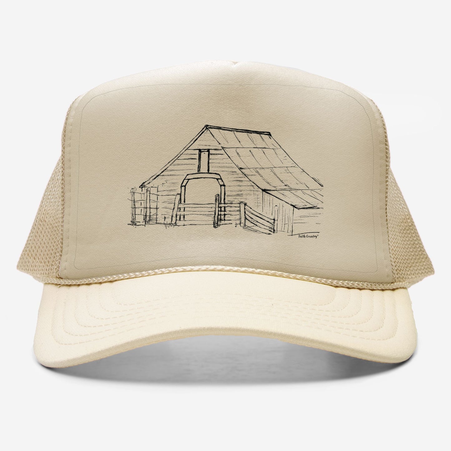 Harvest Barn Trucker Hat - American Heritage Farm Sketch Cap