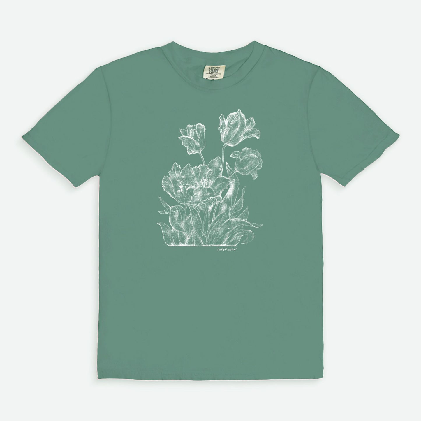 Heirloom Blooms White Sketch Vintage Country Comfort Colors® T-Shirt | American Heritage Collection