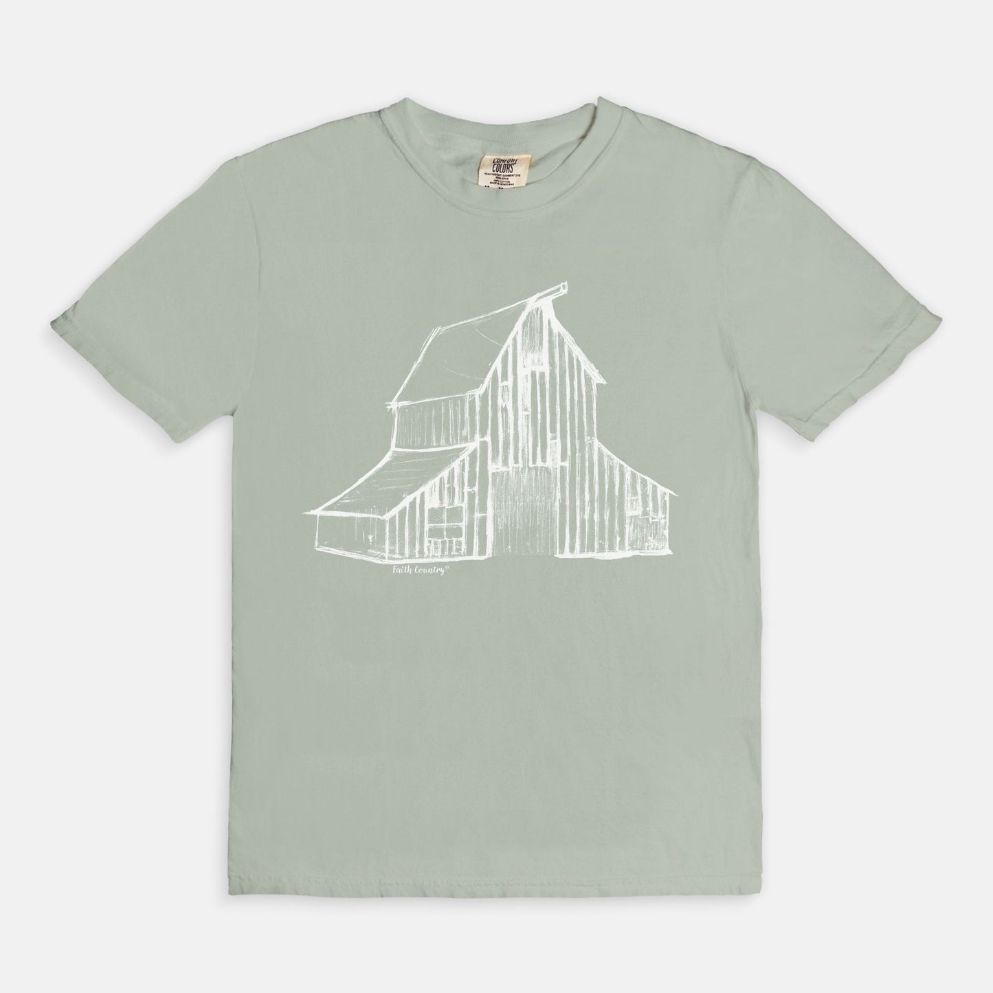 Heritage Barn White Sketch Vintage Country Comfort Colors® T-Shirt | American Heritage Collection