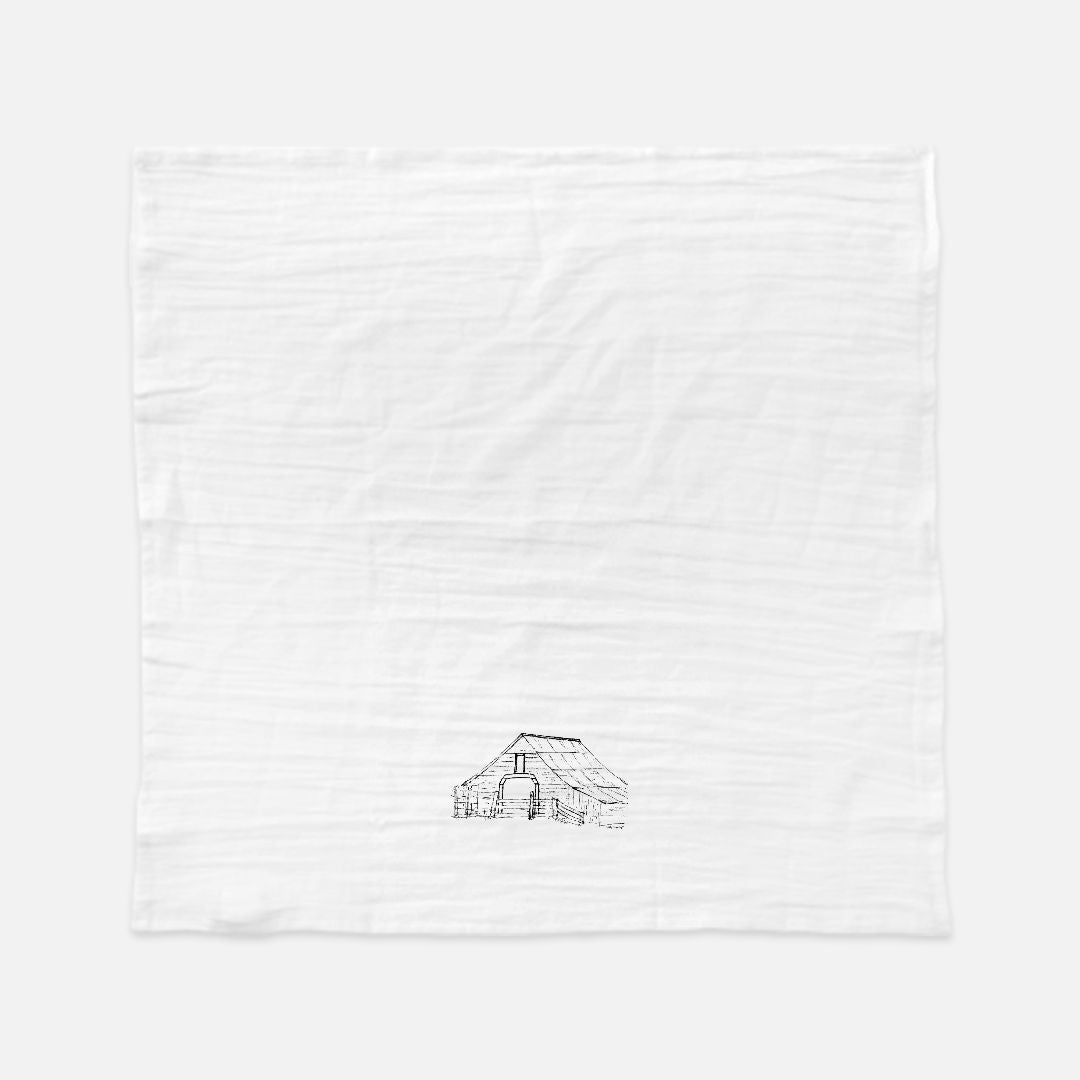 Harvest Barn Tea Towel - Farmhouse Kitchen Cotton Towel – Sketch Only