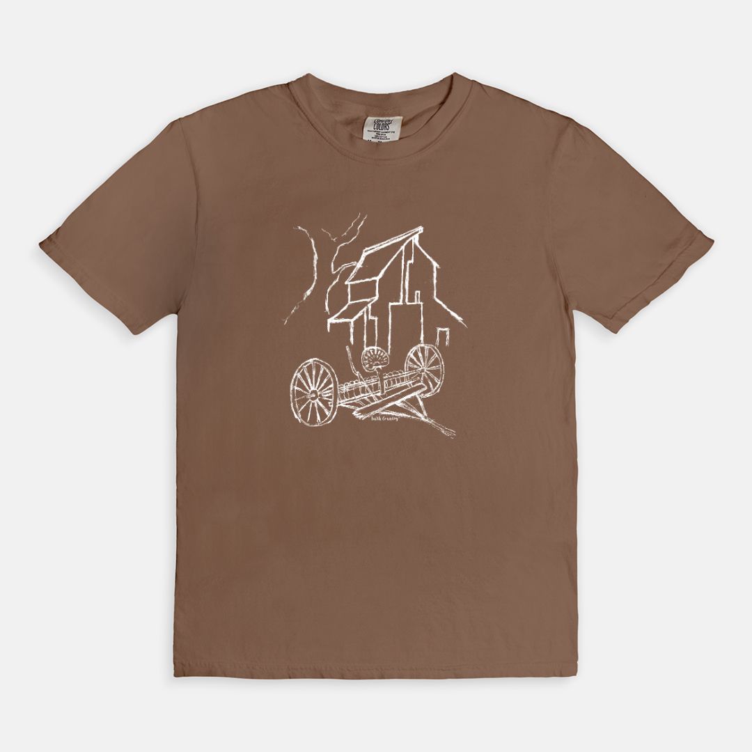 Homestead Barn White Sketch Vintage Country Comfort Colors® T-Shirt | American Heritage Collection