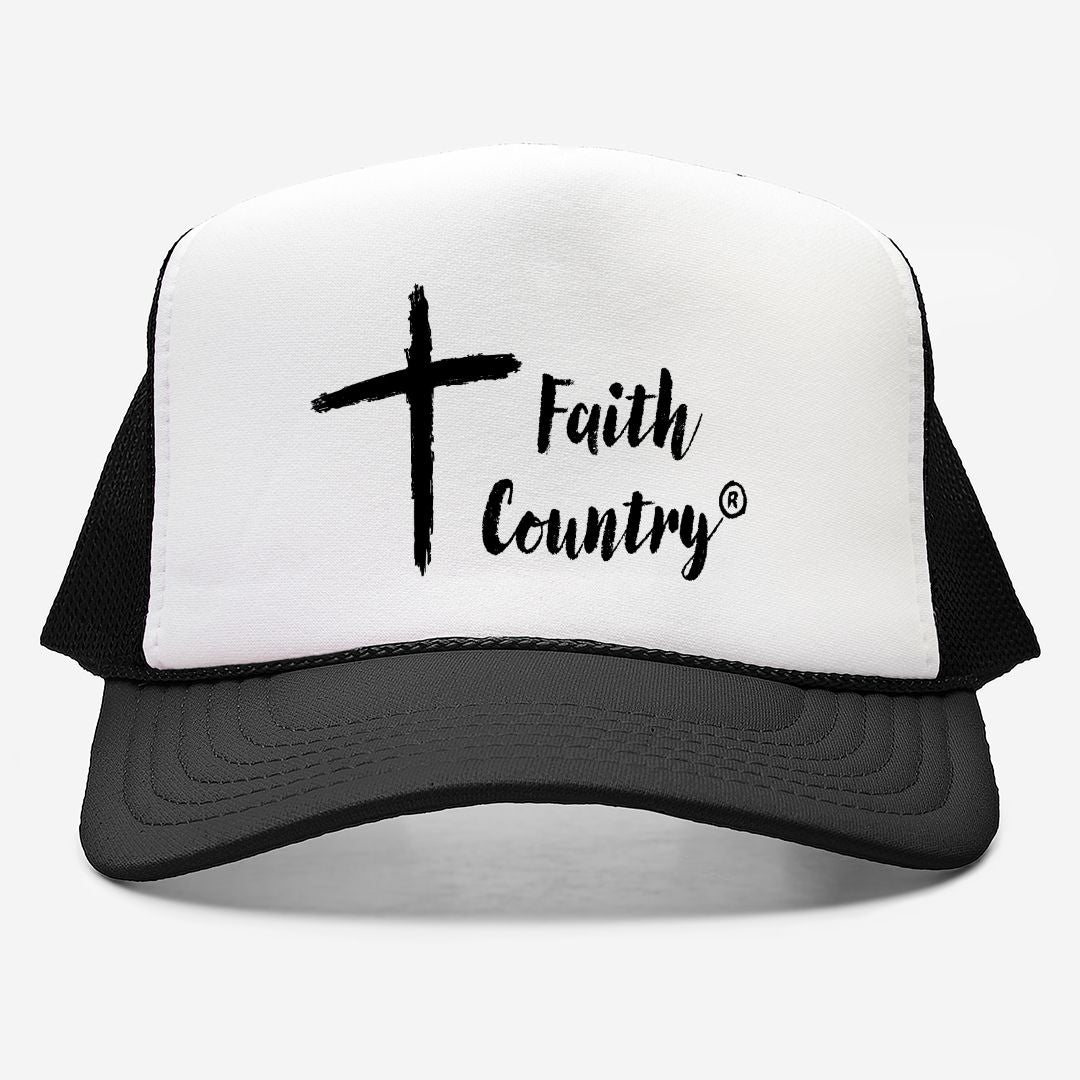 Faith Country Logo Trucker Hat - Classic Cross & Script Cap