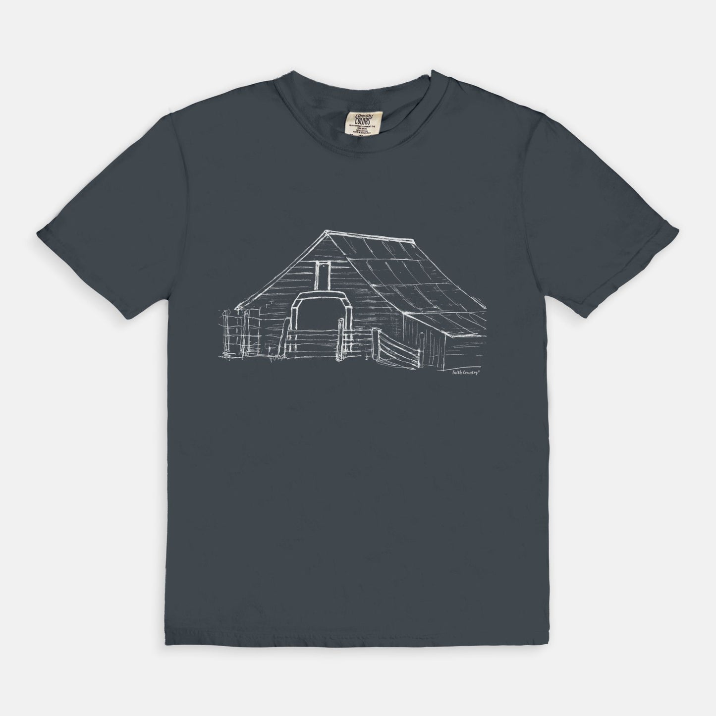 Harvest Barn White Sketch Vintage Country Comfort Colors® T-Shirt | American Heritage Collection