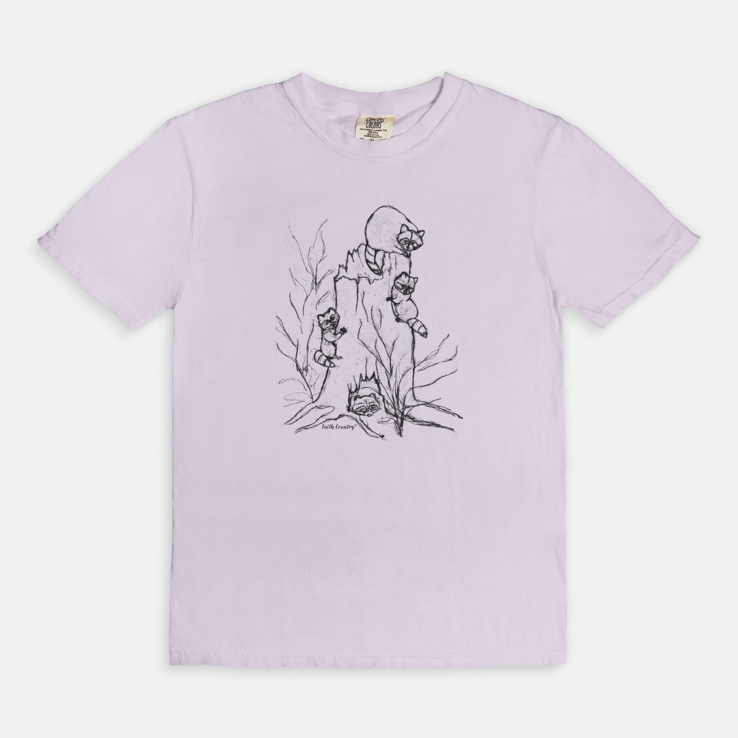 Woodland Raccoons Black Sketch Vintage Country Comfort Colors® T-Shirt | American Heritage Collection