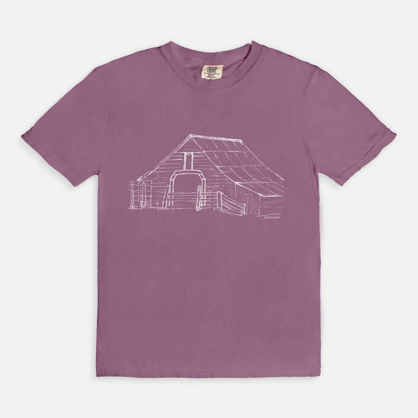 Harvest Barn White Sketch Vintage Country Comfort Colors® T-Shirt | American Heritage Collection
