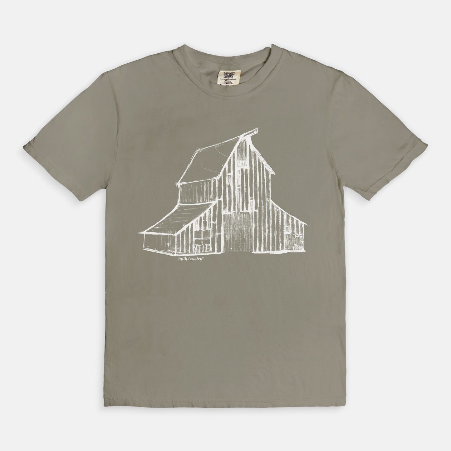 Heritage Barn White Sketch Vintage Country Comfort Colors® T-Shirt | American Heritage Collection