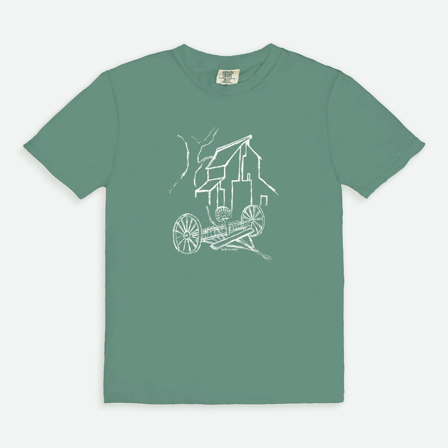 Homestead Barn White Sketch Vintage Country Comfort Colors® T-Shirt | American Heritage Collection