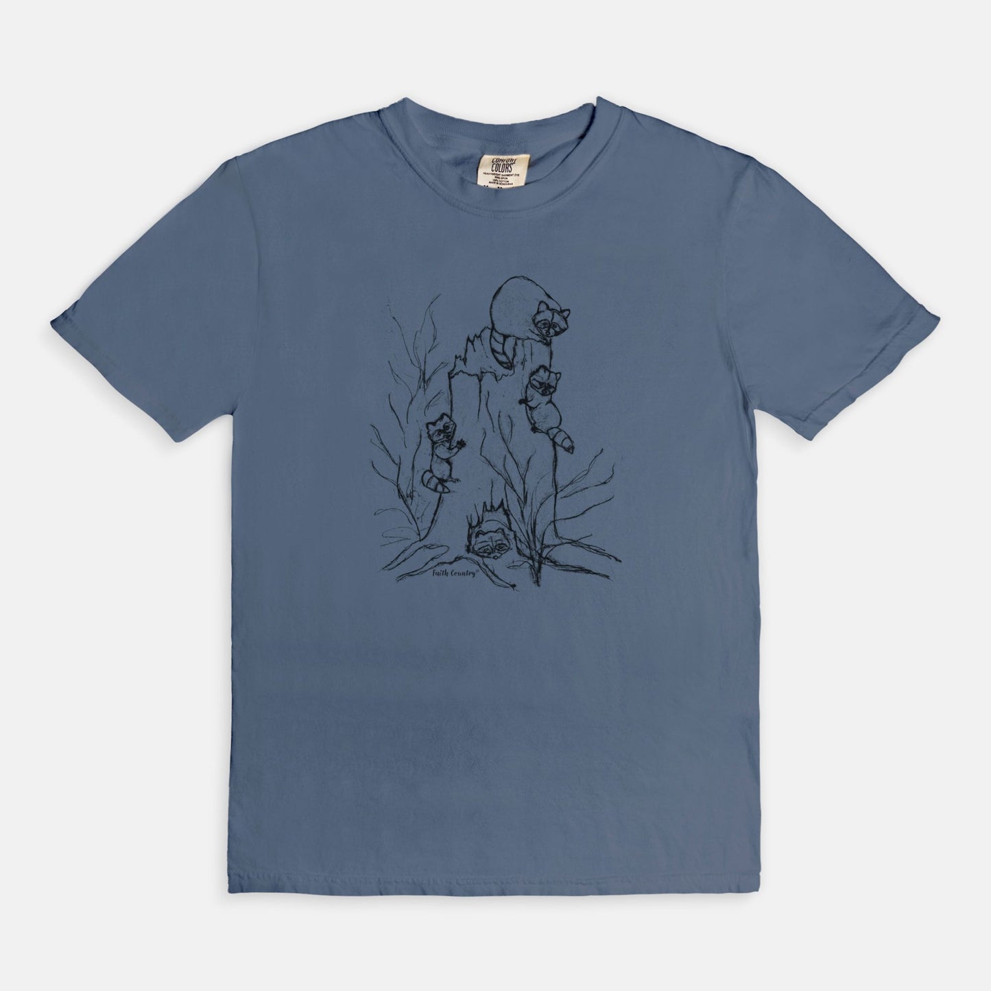 Woodland Raccoons Black Sketch Vintage Country Comfort Colors® T-Shirt | American Heritage Collection