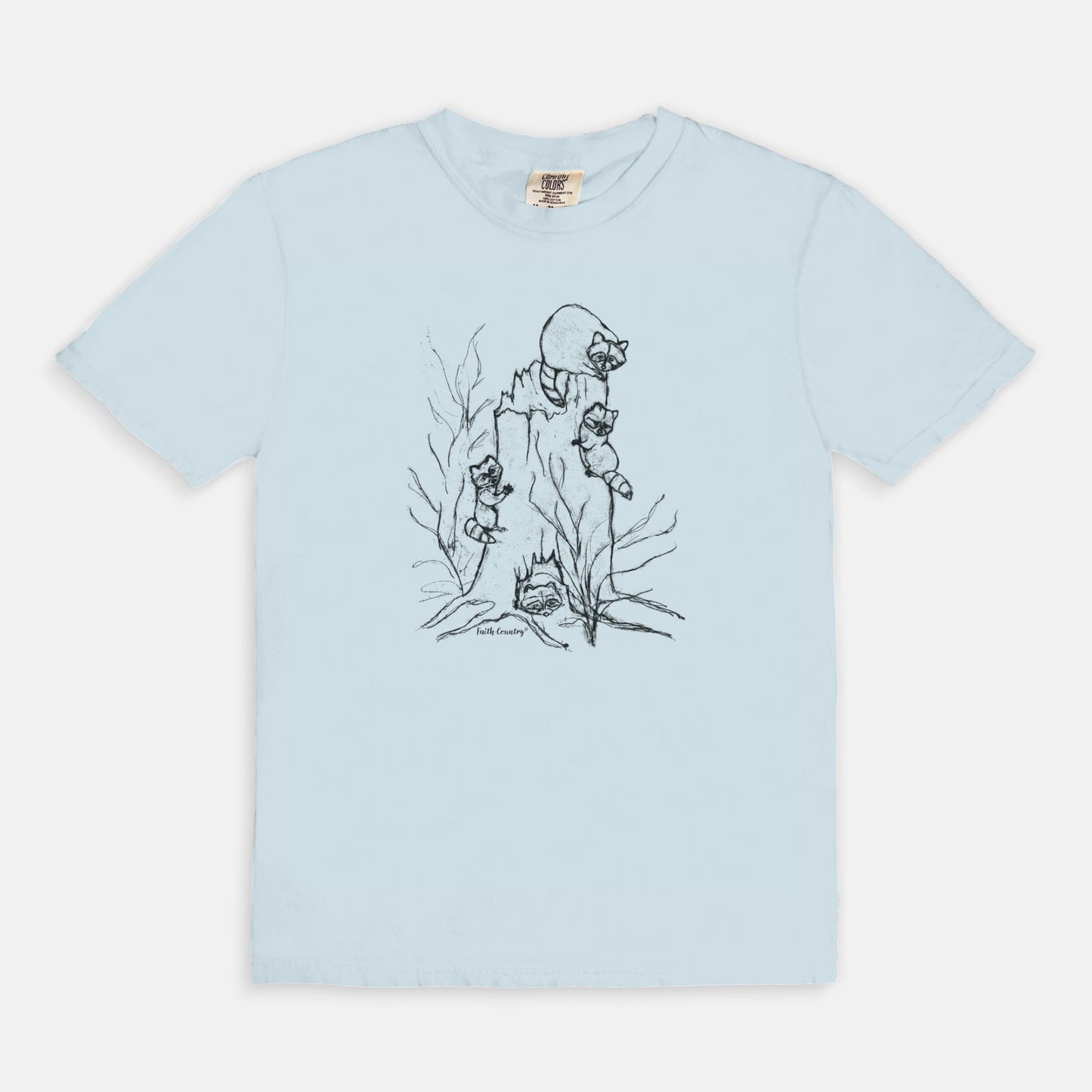 Woodland Raccoons Black Sketch Vintage Country Comfort Colors® T-Shirt | American Heritage Collection