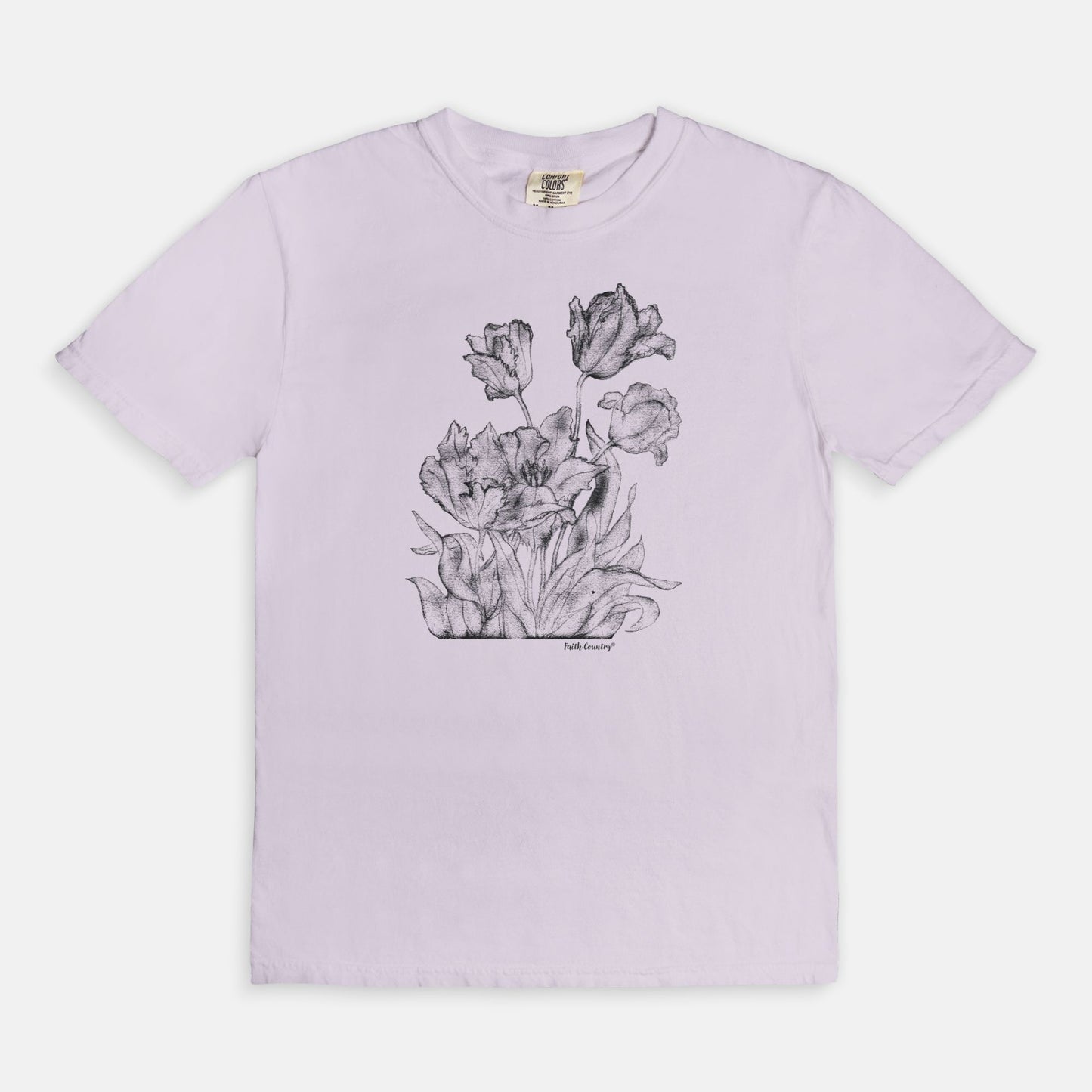 Heirloom Blooms Black Sketch Vintage Country Comfort Colors® T-Shirt | American Heritage Collection