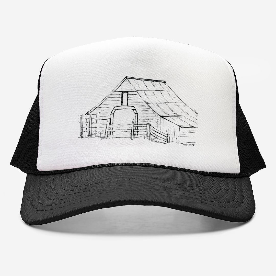 Harvest Barn Trucker Hat - American Heritage Farm Sketch Cap
