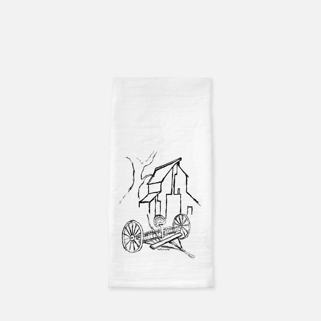 Homestead Barn Tea Towel - Farmhouse Kitchen Cotton Towel – Sketch Only