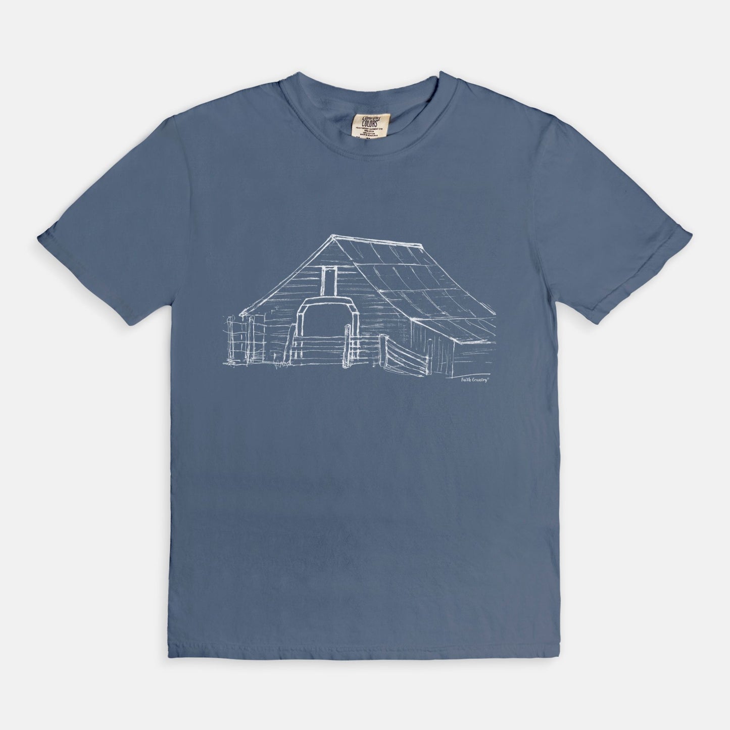 Harvest Barn White Sketch Vintage Country Comfort Colors® T-Shirt | American Heritage Collection