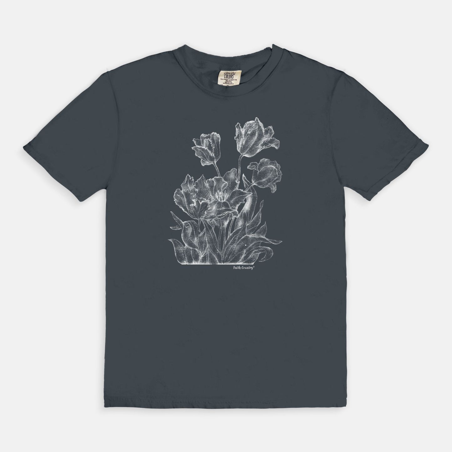 Heirloom Blooms White Sketch Vintage Country Comfort Colors® T-Shirt | American Heritage Collection