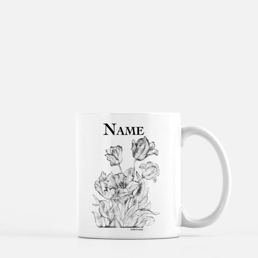 Heirloom Blooms Personalized Vintage Country Ceramic Mug | American Heritage Collection | Custom Farmhouse Coffee Cup 11oz