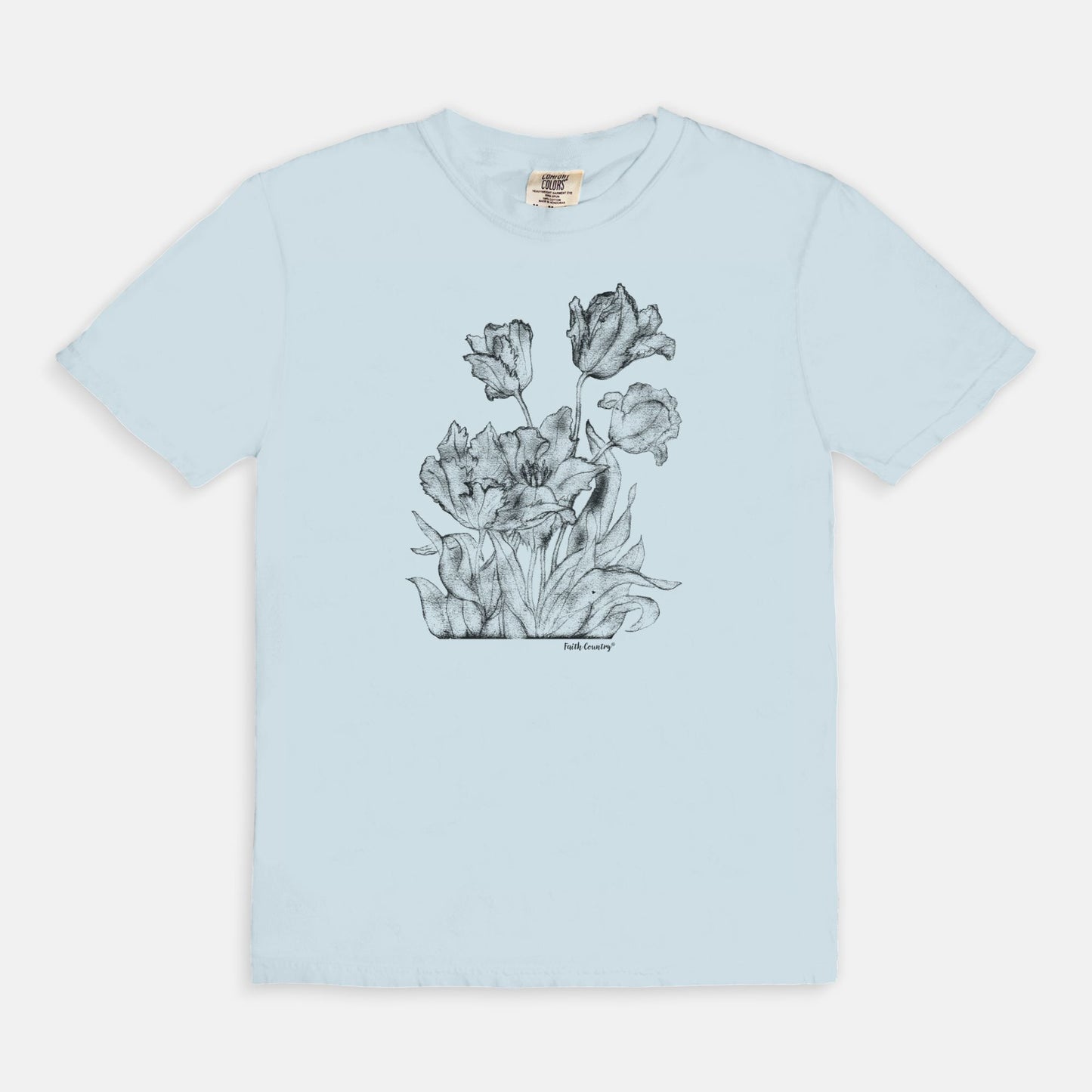Heirloom Blooms Black Sketch Vintage Country Comfort Colors® T-Shirt | American Heritage Collection