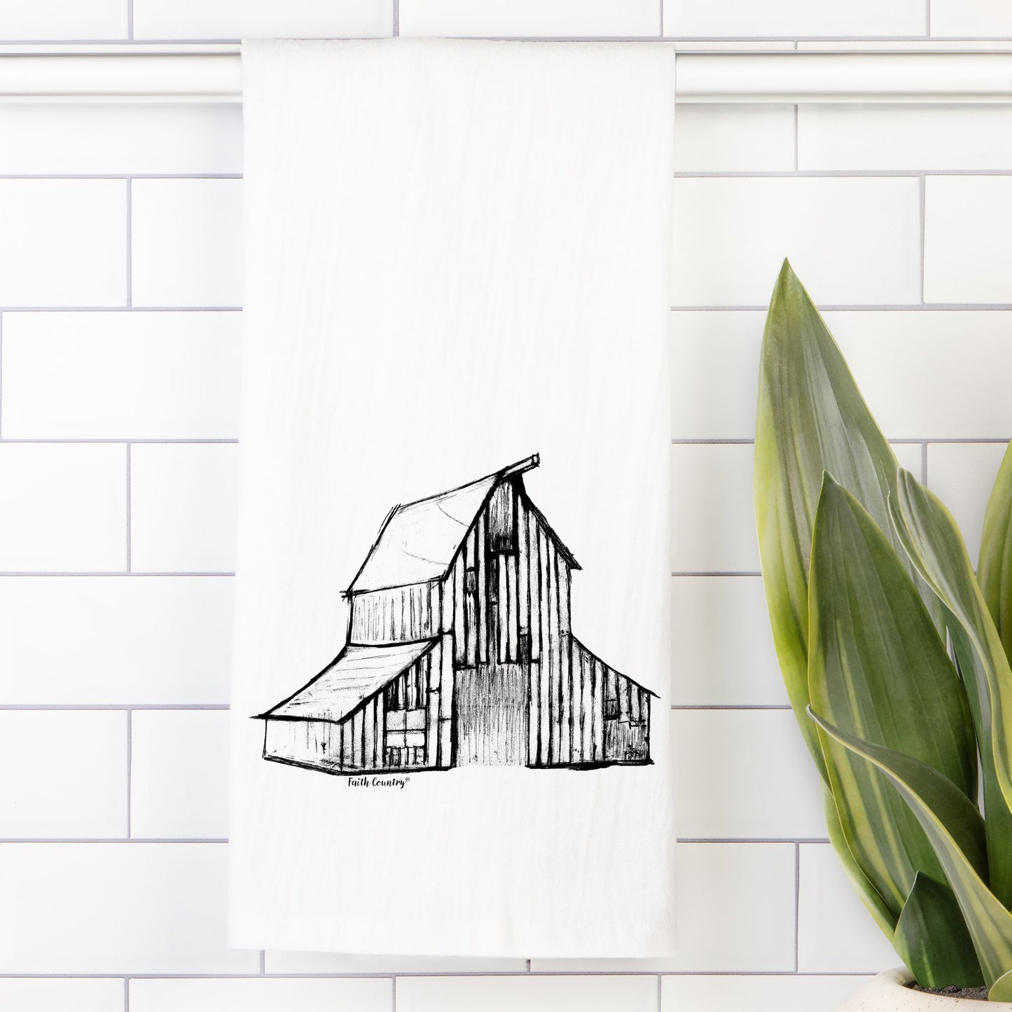 Heritage Barn Tea Towel - Farmhouse Kitchen Cotton Towel – Sketch Only