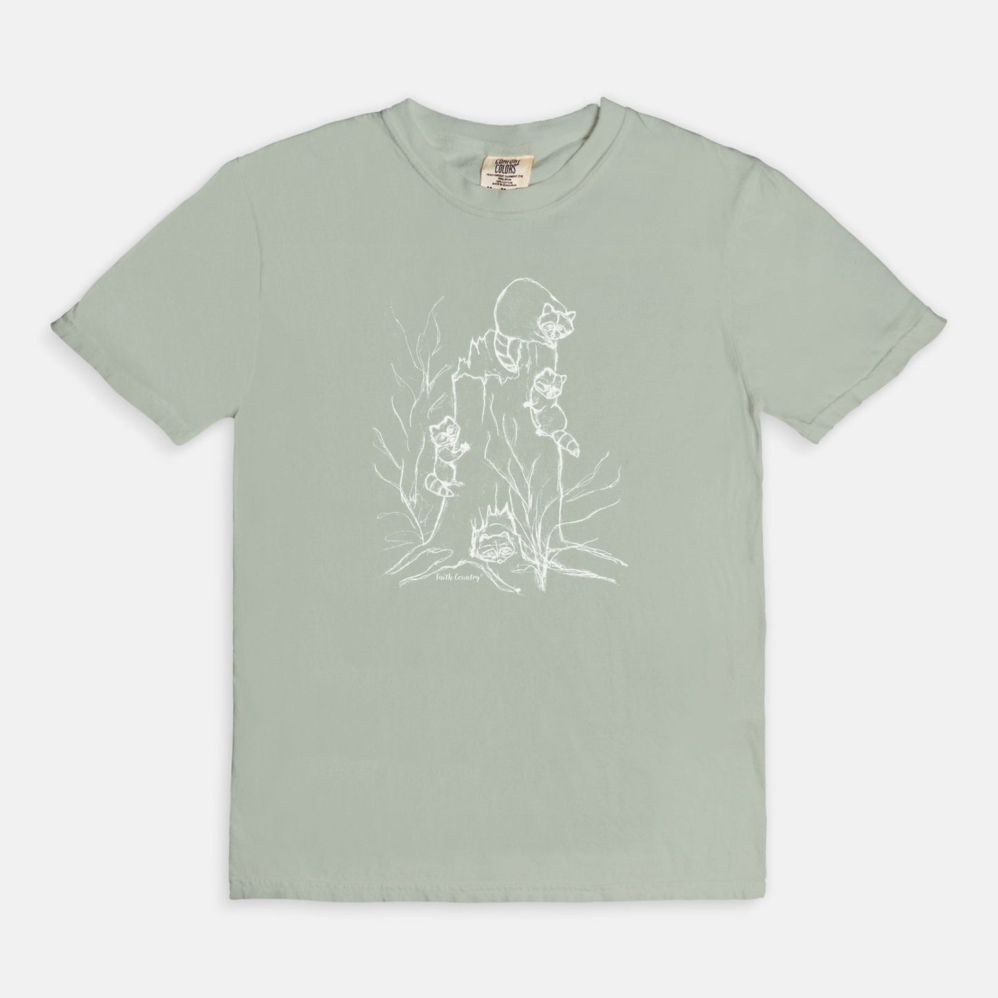Woodland Raccoons White Sketch Vintage Country Comfort Colors® T-Shirt | American Heritage Collection