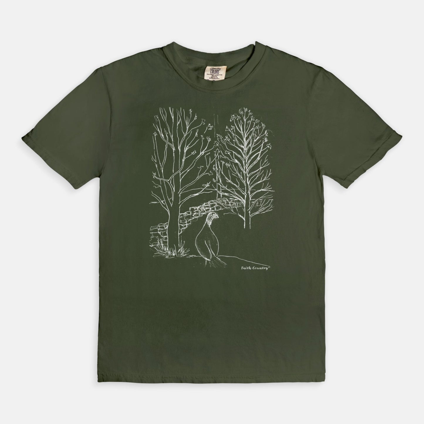 Wild Turkey White Sketch Vintage Country Comfort Colors® T-Shirt | American Heritage Collection