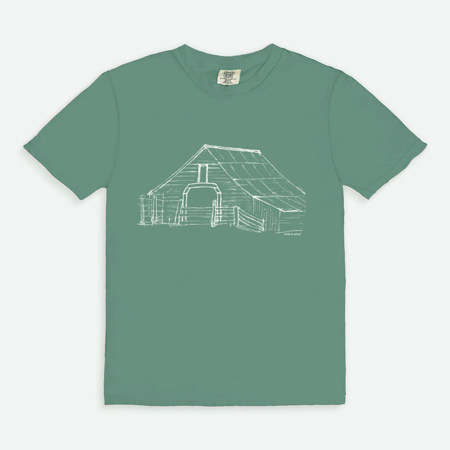 Harvest Barn White Sketch Vintage Country Comfort Colors® T-Shirt | American Heritage Collection