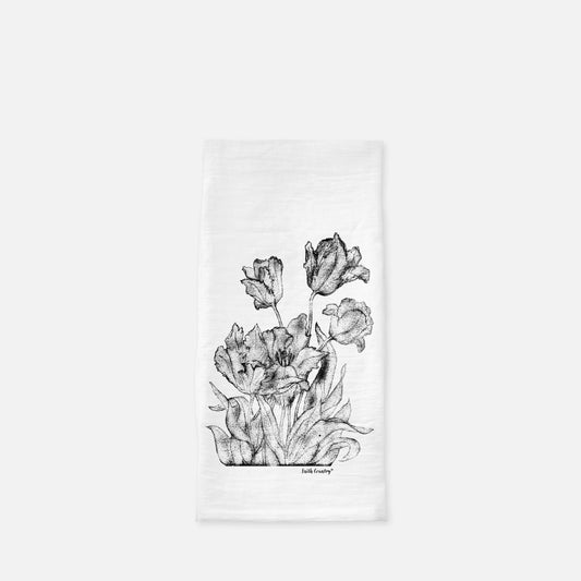 Heirloom Blooms Tea Towel - Farmhouse Kitchen Cotton Towel – Sketch Only