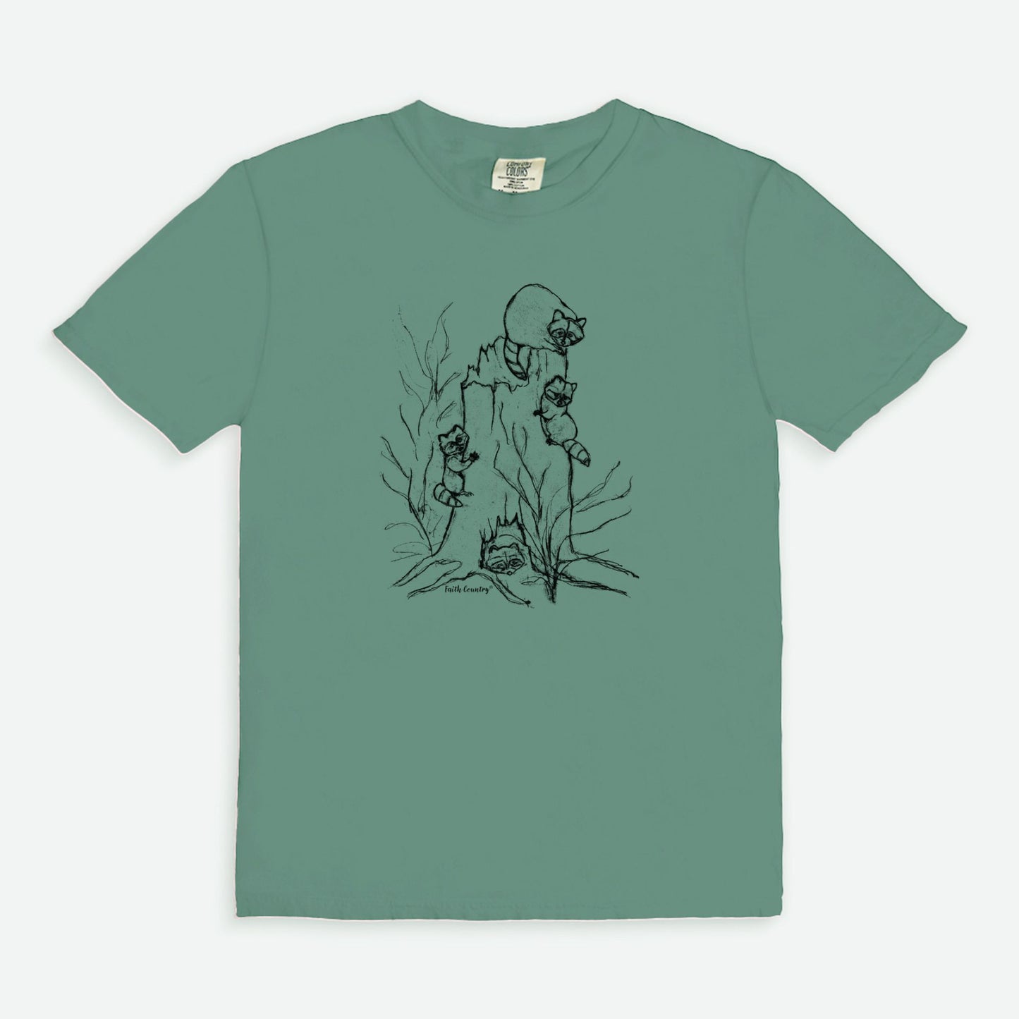 Woodland Raccoons Black Sketch Vintage Country Comfort Colors® T-Shirt | American Heritage Collection