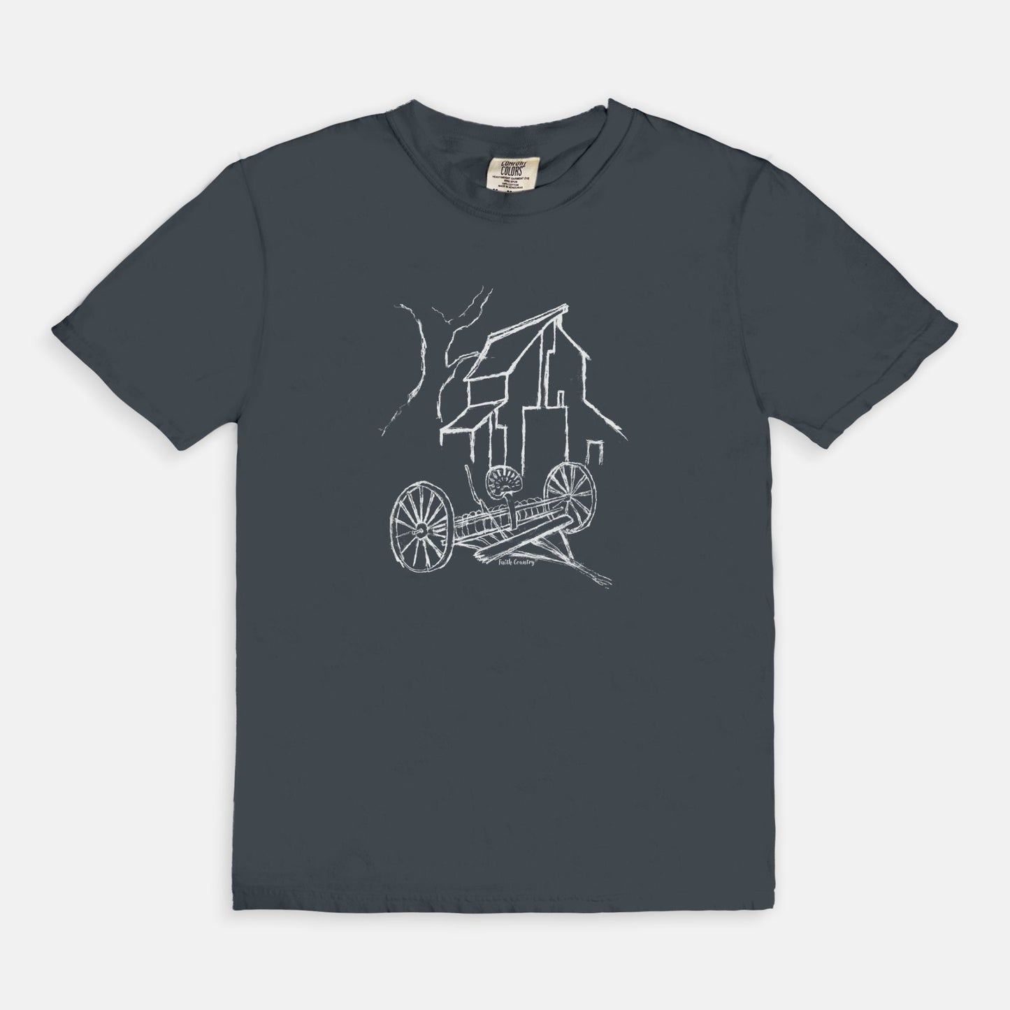 Homestead Barn White Sketch Vintage Country Comfort Colors® T-Shirt | American Heritage Collection