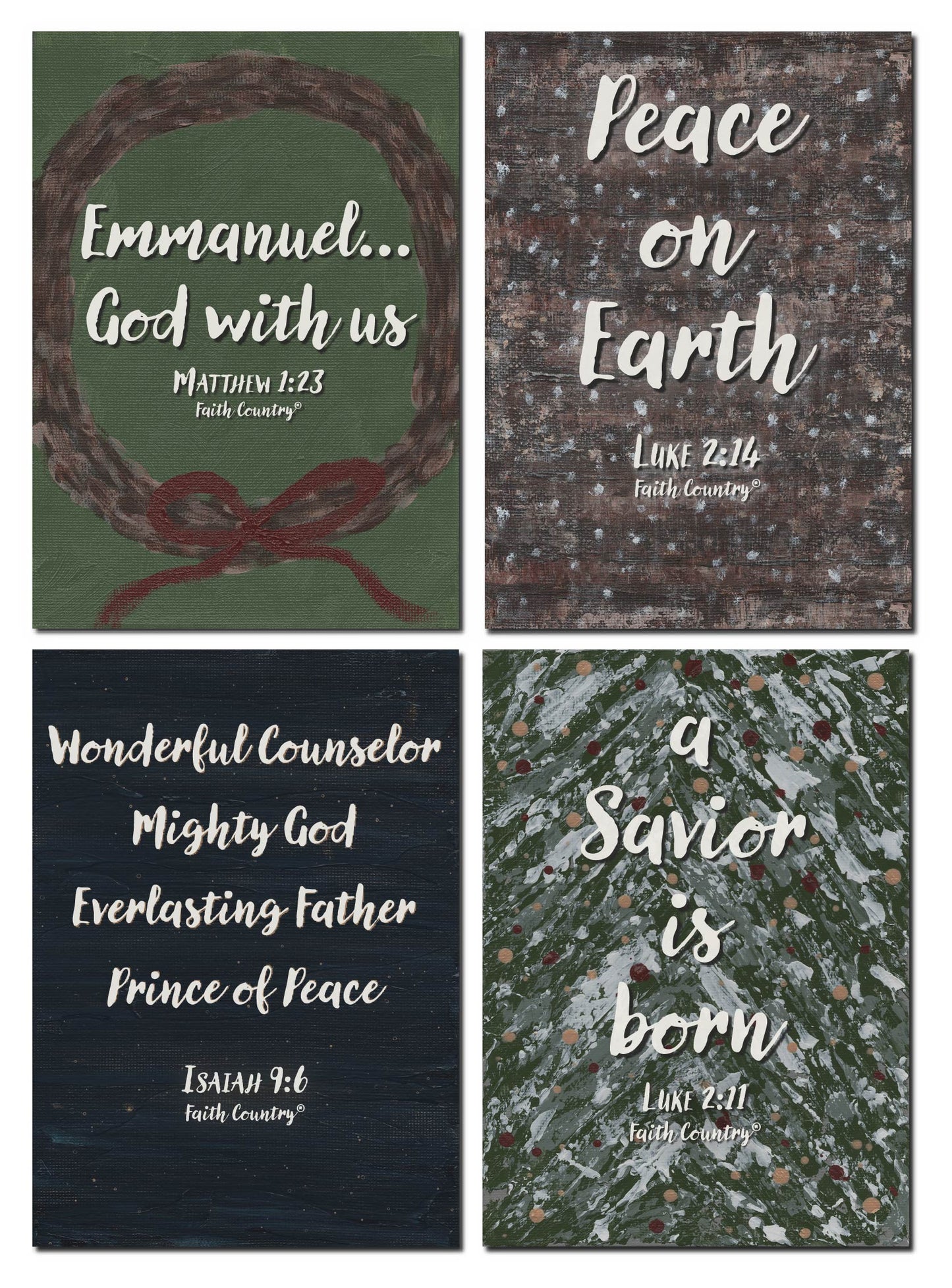 "Holy Night" Christian Christmas Printable Art Bundle | Bible Verse Digital Wall Art | Holiday Scripture Decor