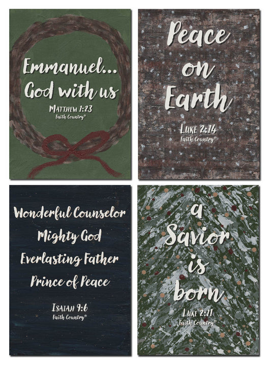 "Holy Night" Christian Christmas Printable Art Bundle | Bible Verse Digital Wall Art | Holiday Scripture Decor