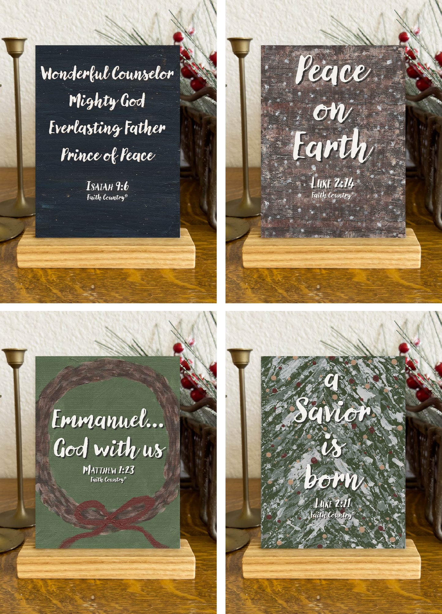 "Holy Night" Christmas Scripture Cards Set | Christian Holiday Bible Verse Art Prints | Farmhouse Christmas Decor | 5x7 Card Collection