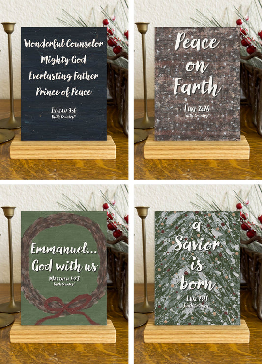 "Holy Night" Christmas Scripture Cards Set | Christian Holiday Bible Verse Art Prints | Farmhouse Christmas Decor | 5x7 Card Collection