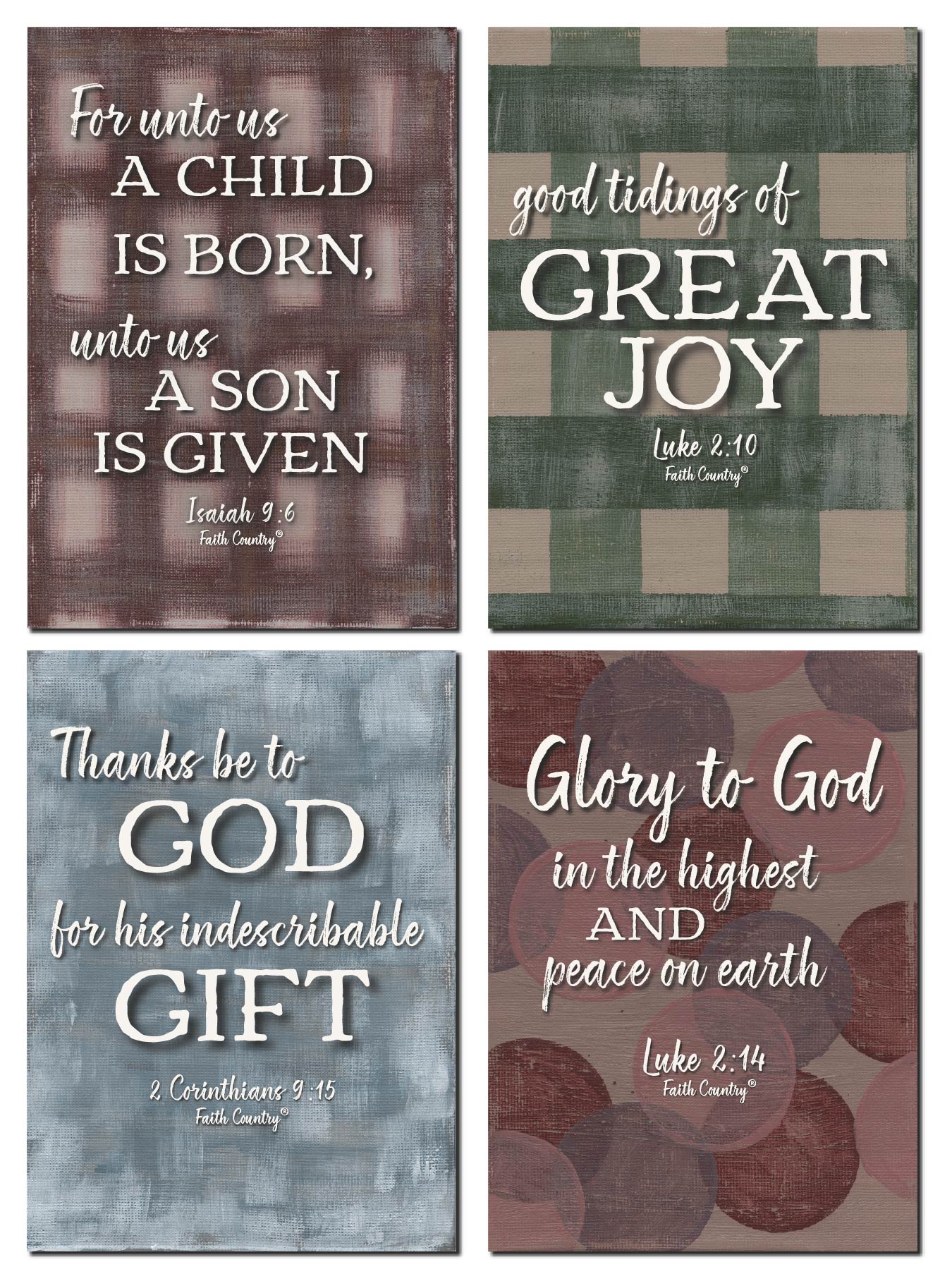 "Joy Has Come" | Christmas Bible Verse Art Cards Set | Scripture Cards for Christmas Décor | Christian Gift Set
