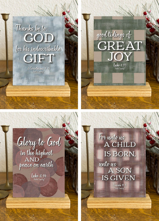 "Joy Has Come" | Christmas Bible Verse Art Cards Set | Scripture Cards for Christmas Décor | Christian Gift Set