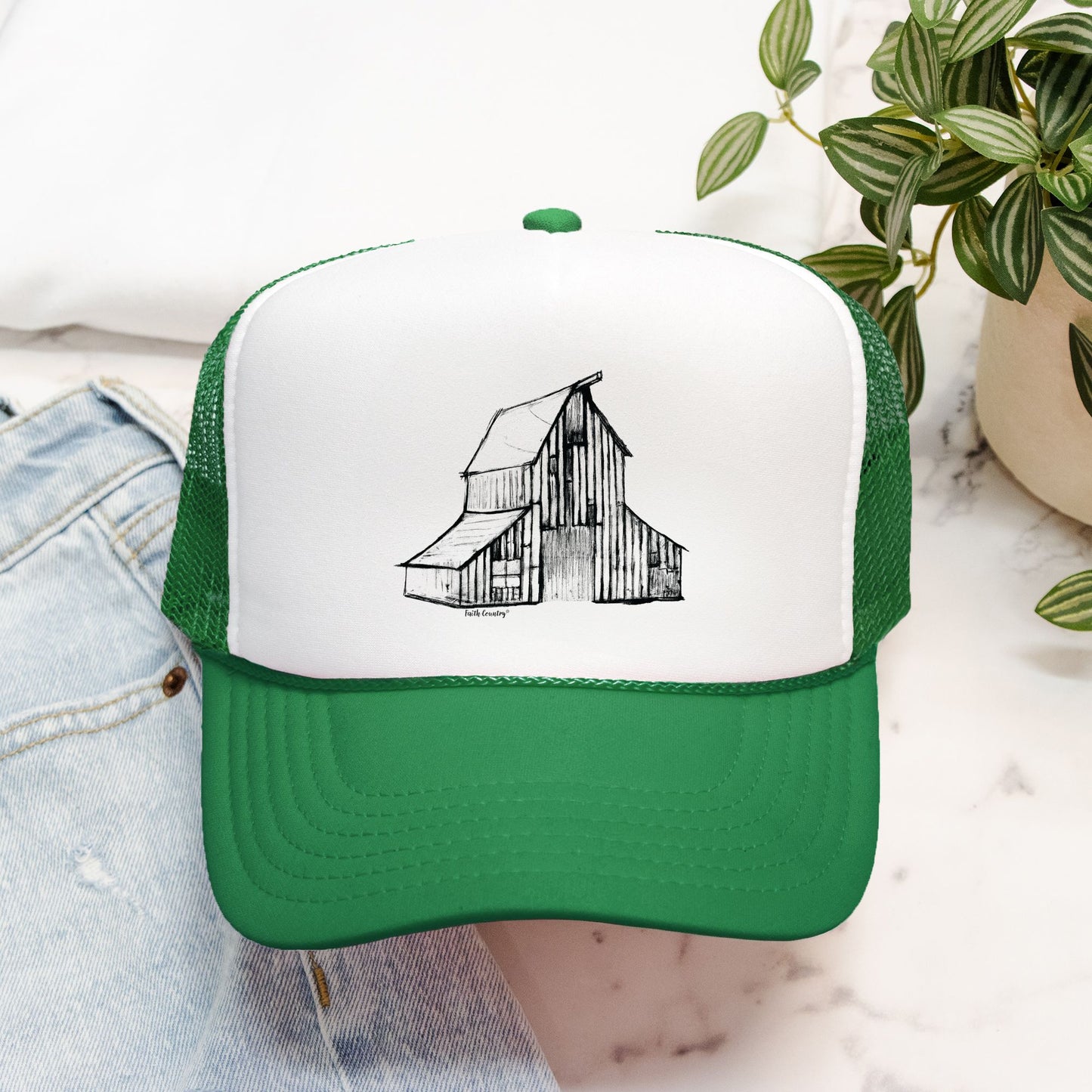 Heritage Barn Trucker Hat - American Heritage Farm Sketch Cap